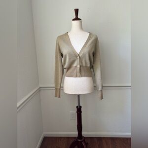 JCrew gold cardigan merino wool size M new with tags